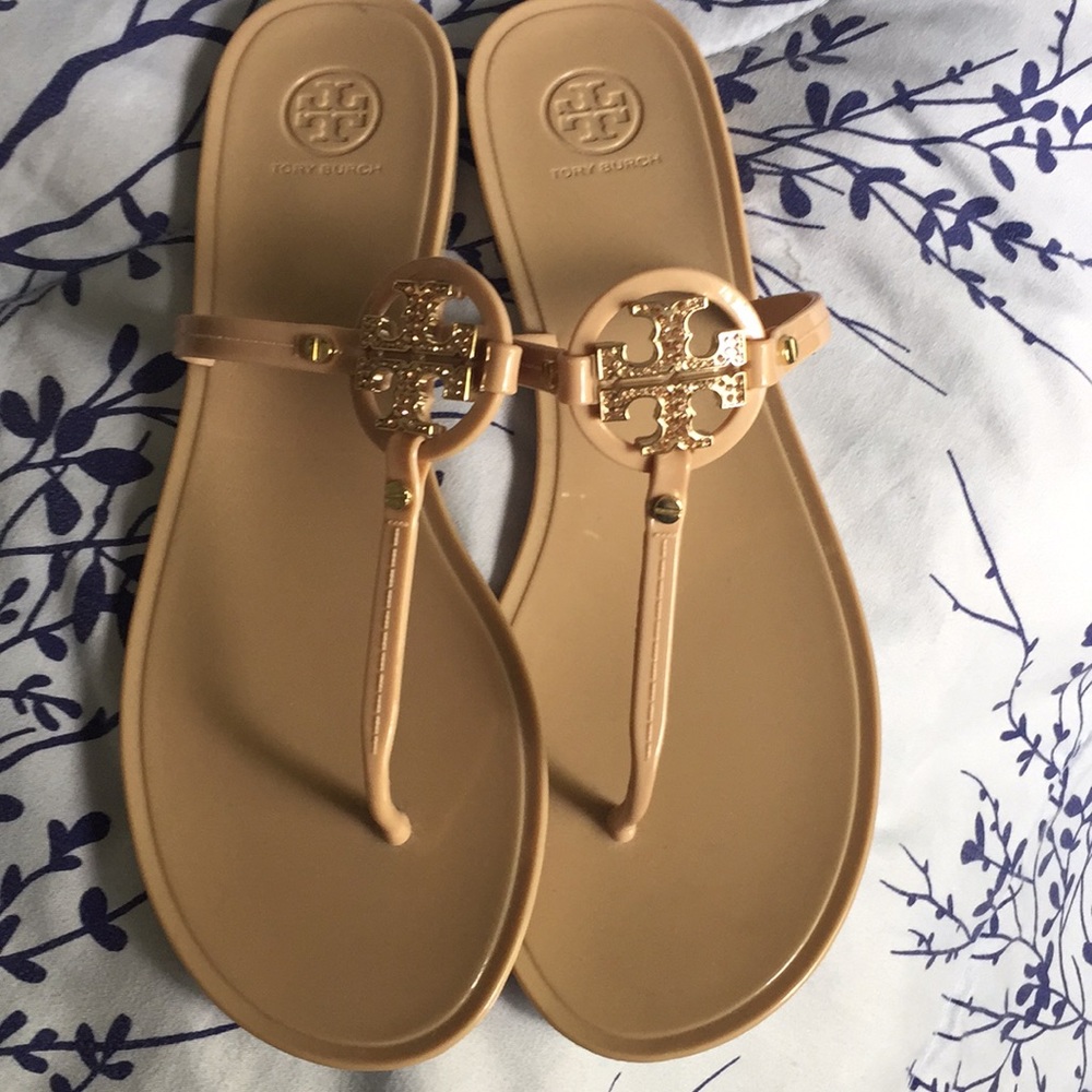 Sz 11, Tory Burch Nude Gel Sandal/ rose gold